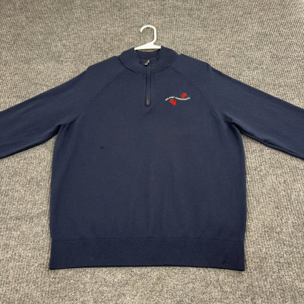 Brooks Brothers Sweater Mens L Blue Quarter Zip Delaney Chiropractic Pima Cotton